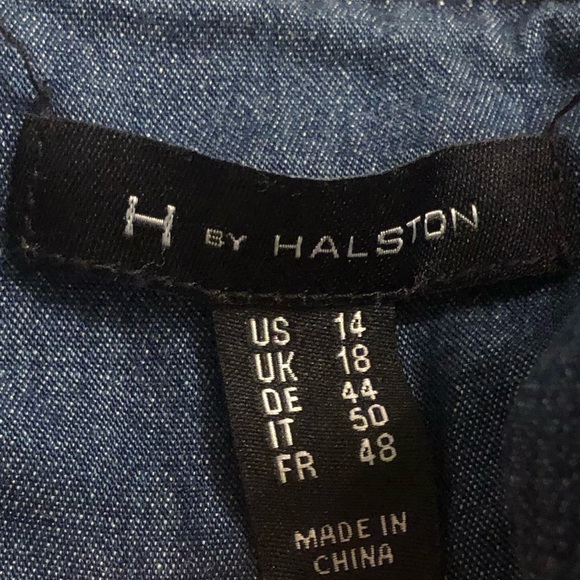 H by halston indigo strech chambray motocycle jacket size 14 - Picture 2 of 4